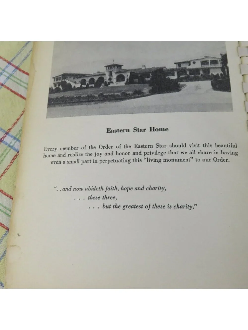 Food From the Stars Helen Bell de Beers Assoc Eastern Star Cook Book 1951